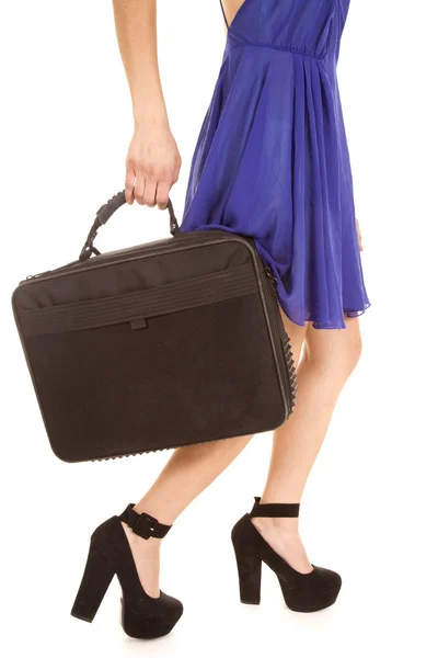 Woman legs walk bag — Stock Photo, Image