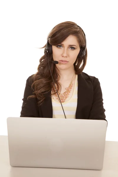 Serious laptop secretary — Stock Photo, Image