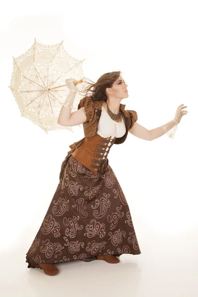 Wind woman umbrella — Stock Photo, Image