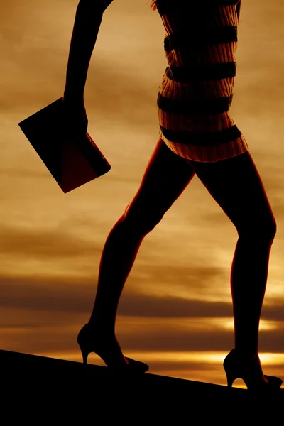 Silhouet benen vrouw boek — Stockfoto