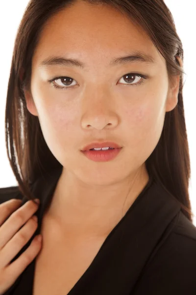 Asiatisk kvinna huvudet allvarliga — Stockfoto