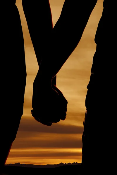 Silhouett hold hands — Stock Photo, Image