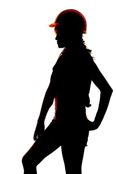 Silhouette di donna costruzione mano anca — Foto Stock