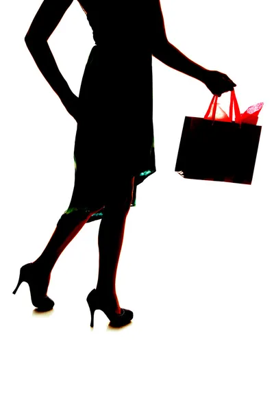 Sylwetka torba na zakupy ciało kobiety — Zdjęcie stockowe