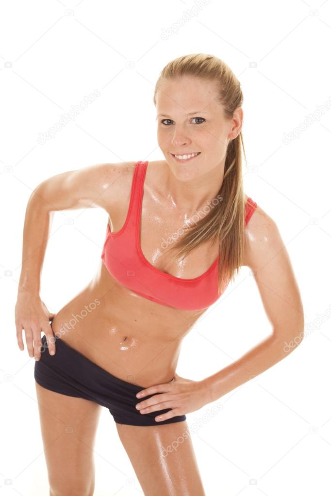 Woman fitness red sports bra sweat lean Stock Photo by ©alanpoulson 26736167
