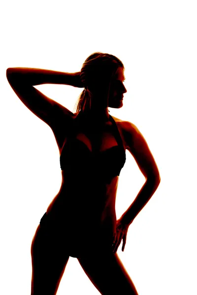 Silhouette Frau stehen Badeanzug — Stockfoto