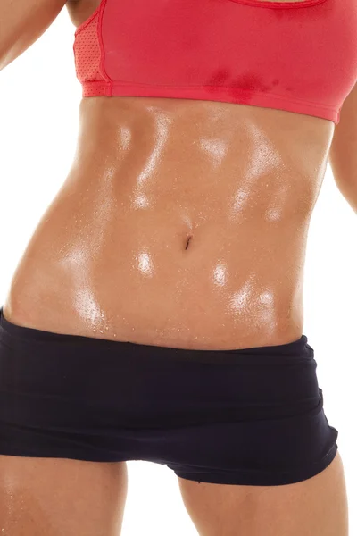Woman sweaty stomach front — Stock Photo, Image