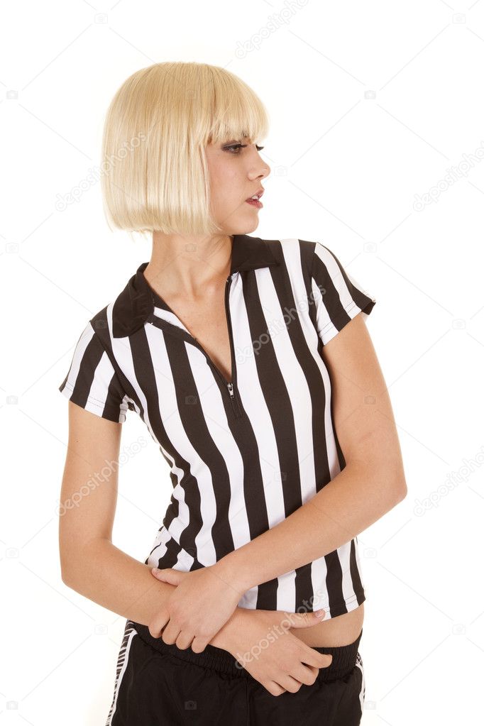 referee woman look side