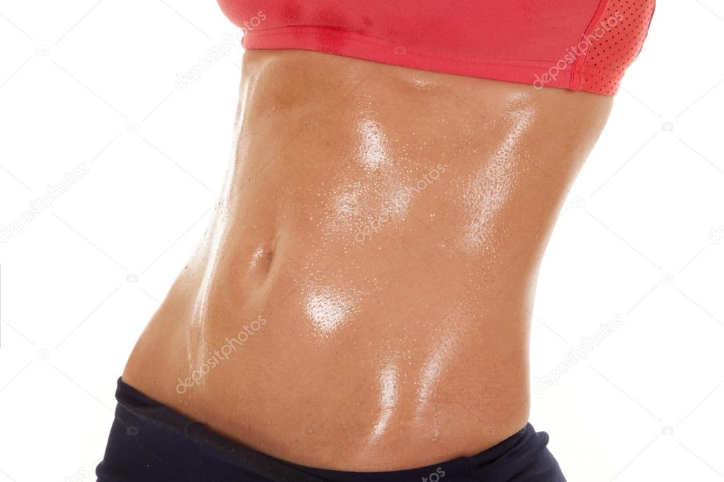 woman s sweaty stomach angle