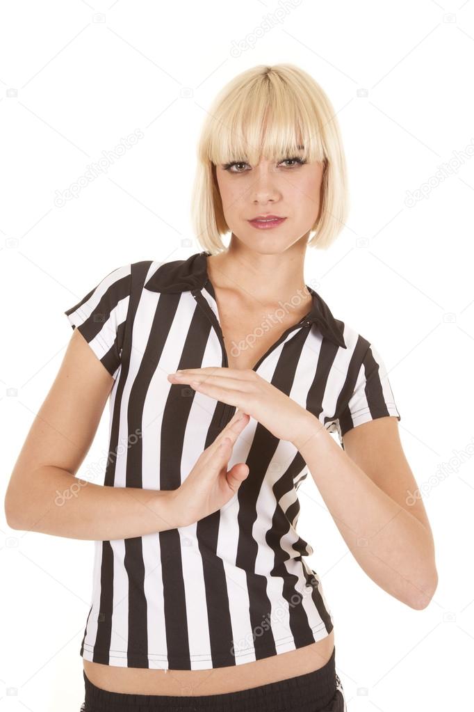 woman blond ref time out