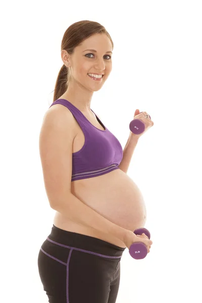 Fitness pregnant curls — Stock Photo, Image