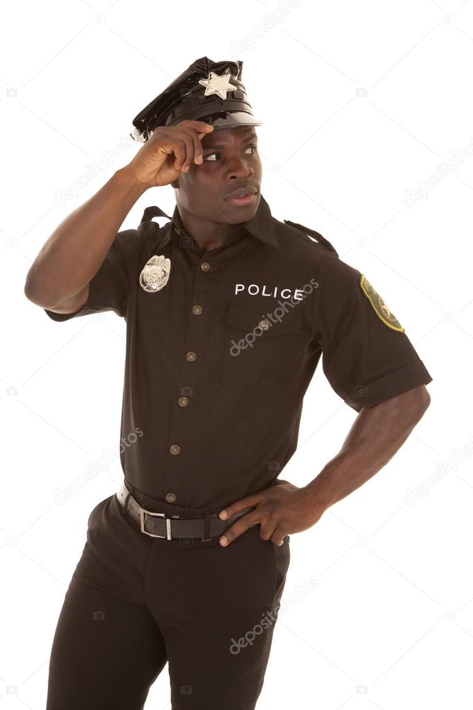 Police officer look back