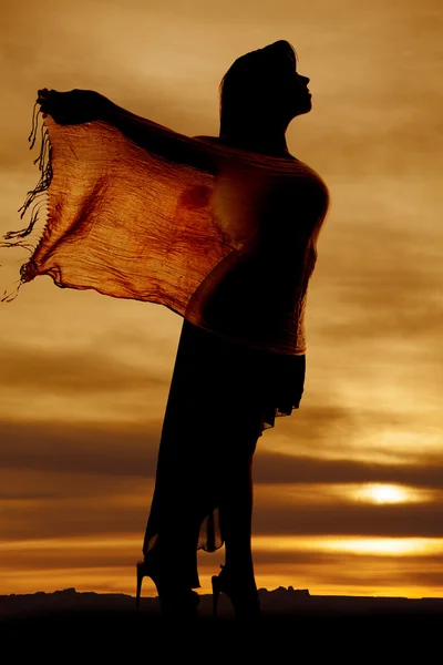 Silhouette of woman with sarong — Stock Photo, Image