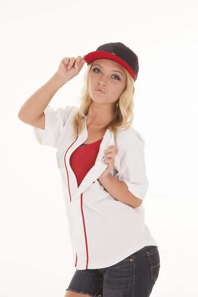 Donna baseball tenere la camicia — Foto Stock