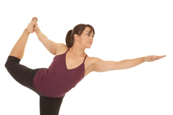 Frau Fitness Yoga Bein Hand auf Fuß nah — Stockfoto