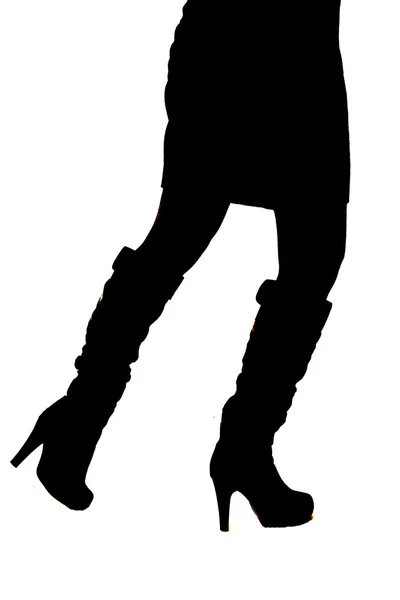 Silhouette donna gambe in stivali — Foto Stock