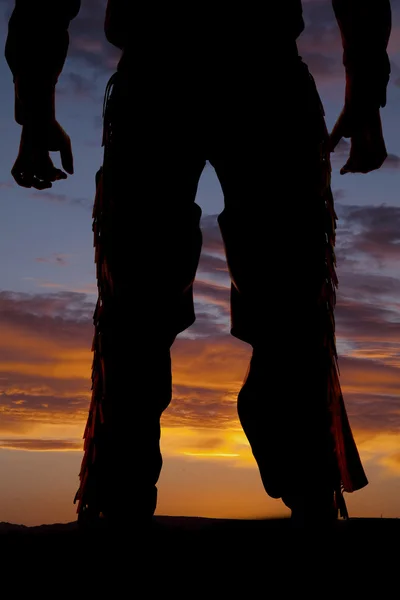 Silhouette cowboy chaps from back — Stock Photo, Image