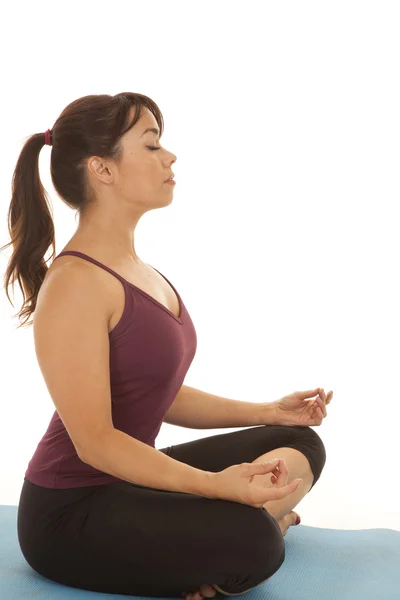 Woman fitness yoga meditate side — Stock Photo, Image