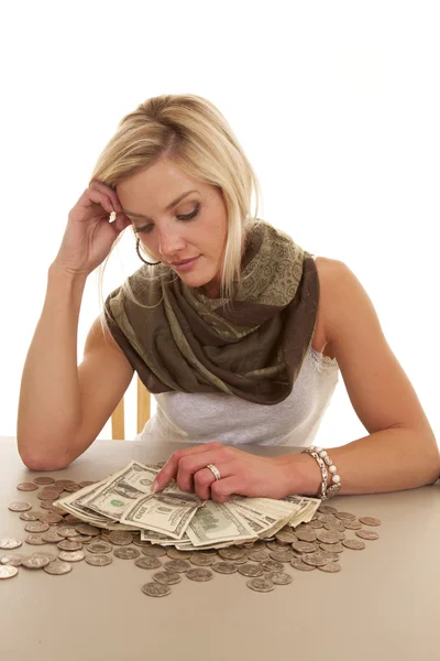 Looking down money table — Stock Photo, Image