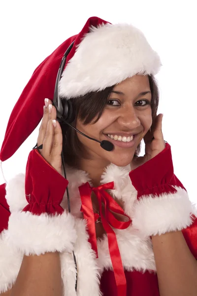 Santa's helper keeping in touch — Stock Photo, Image