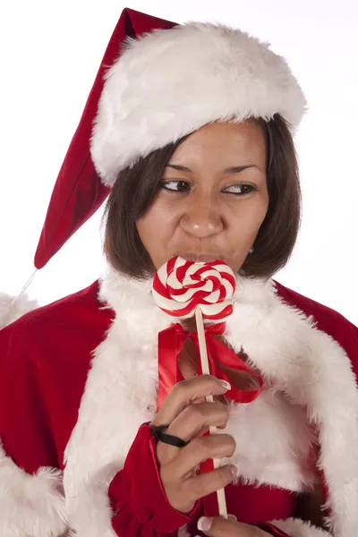 L'aiutante di Babbo Natale tiene in mano un babbeo — Foto Stock