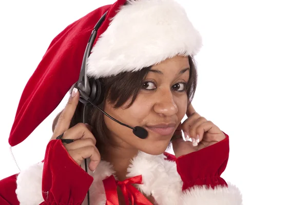 Santa's helper keeping in touch — Stock Photo, Image