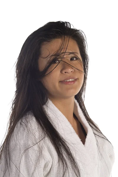 Mujer con bata de baño — Foto de Stock