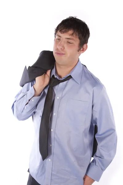 Hombre de negocios sosteniendo su chaqueta — Foto de Stock