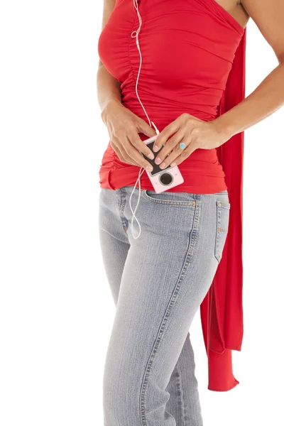 Mujer con jugador — Foto de Stock