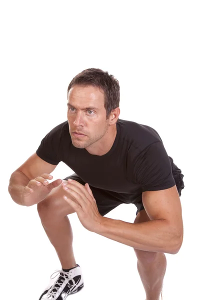 Man black shirt hands out — Stock Photo, Image