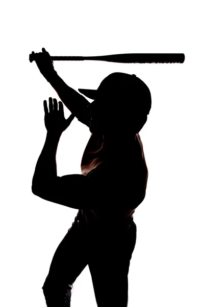 Beisebol silhueta balançar uma mão — Fotografia de Stock