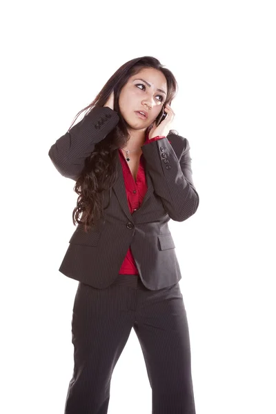 Geschäftsfrau am Telefon besorgt — Stockfoto