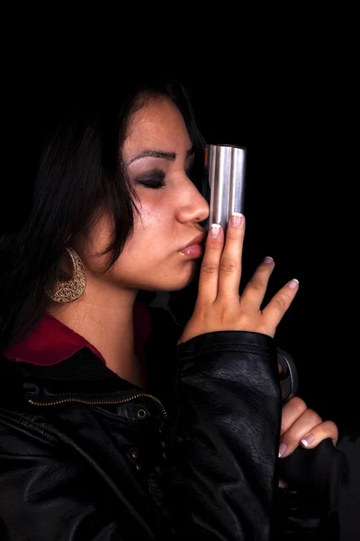 Kissing gun barrel black. — Stock Photo, Image