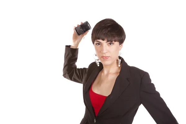 Mad throwing phone — Stock Photo, Image