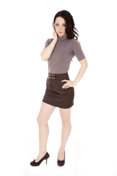 Zakenvrouw in zwarte rok — Stockfoto