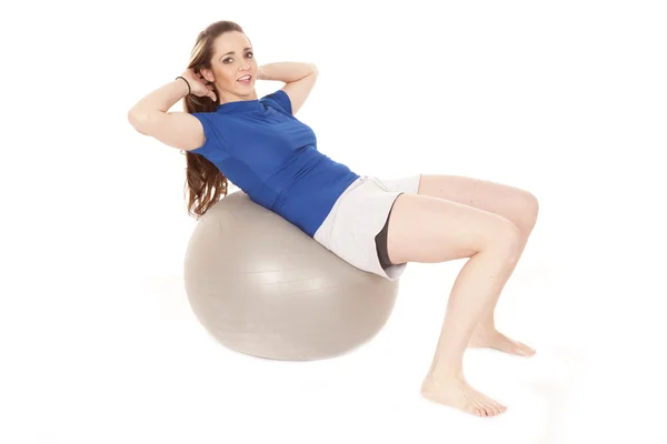 Fitness woman ball lean back — Stock Photo, Image