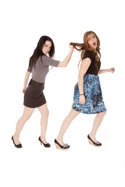 Girl fight pull hair — Stock Photo, Image