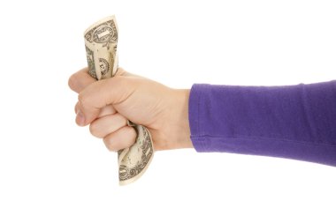 bir dolar üzerine tutarak