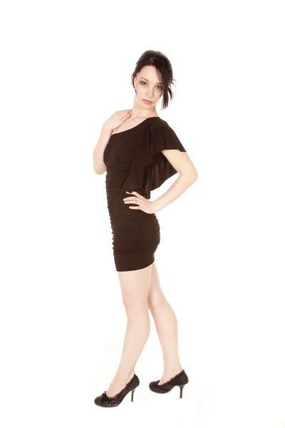 女性黒いドレス側手肩 — ストック写真
