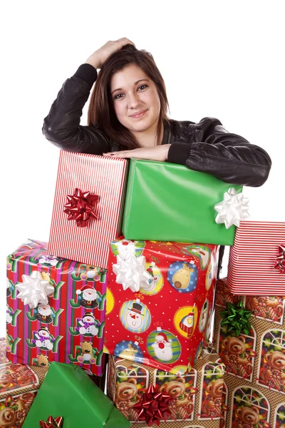 Feliz con los regalos — Foto de Stock