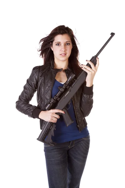 Donna con una pistola in mano — Foto Stock