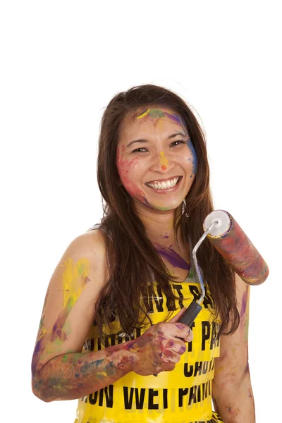 Caution wet paint smile — Stock Photo, Image