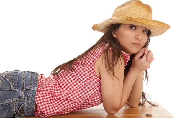 Cowgirl panchina gomiti — Foto Stock