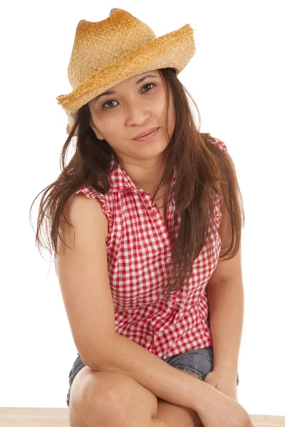 Vaquera con sombrero sonrisa —  Fotos de Stock