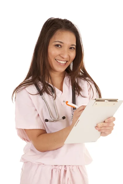 Mujer exfoliantes sonrisa gráfico — Foto de Stock