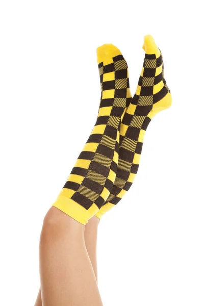 Chaussettes femme jaune noir haut — Photo