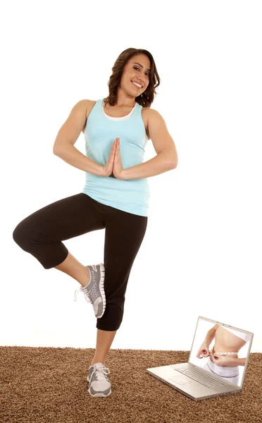 Computer yoga — Stock Photo, Image