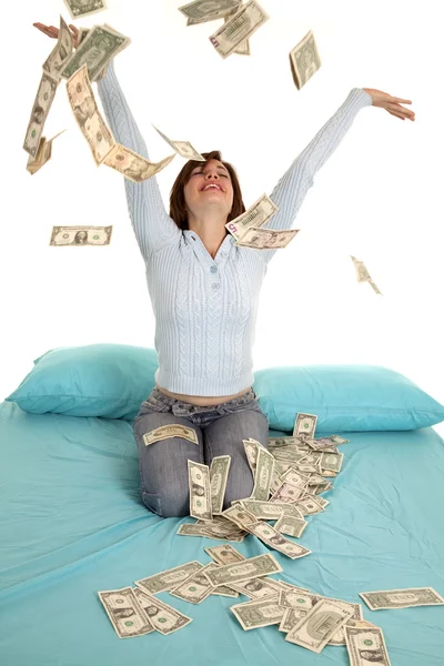 Throwing money air — Stock Photo, Image