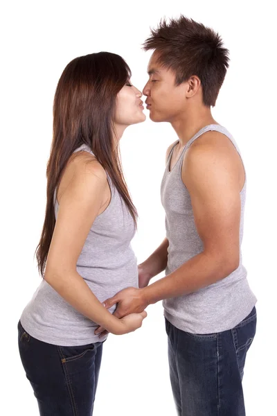 Pregnant about to kiss — Stock Photo, Image