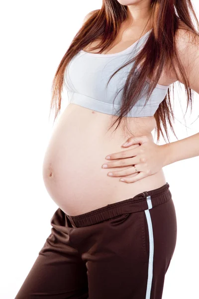 Pregnant fitness attire closeup — Stock Photo, Image